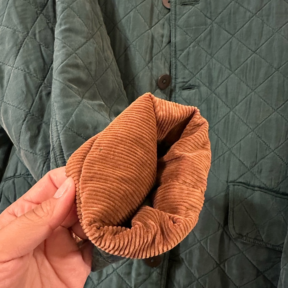 Vintage Quilted Utility Jacket with Corduroy Collar - Green - never worn - Picture 3 of 7
